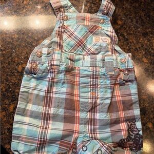 Disney Classic Pooh Plaid Overalls - Blue and Brown